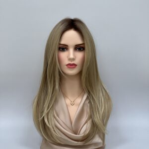 GLOWFIBER perukas Tamsi blondinė su tamsiomis šaknimis 60cm