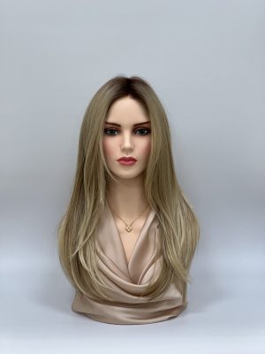 GLOWFIBER perukas Sruoguotas su tamsiomis šaknimis 60cm