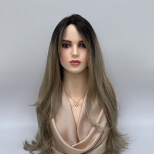 GLOWFIBER perukas Pelenų blondinė ombre 65cm
