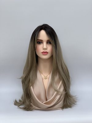 GLOWFIBER perukas Pelenų blondinė ombre 65cm