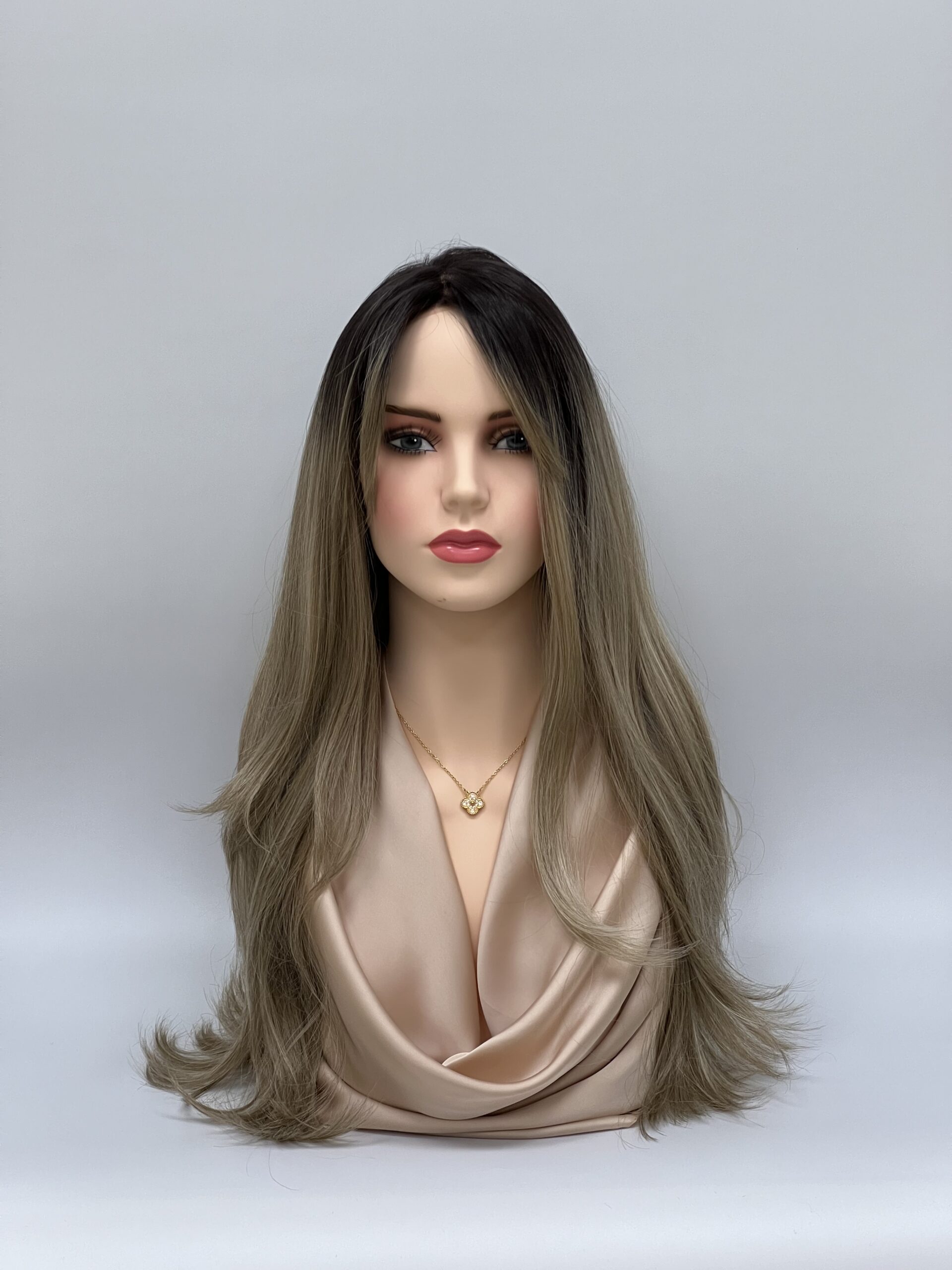 GLOWFIBER perukas Pelenų blondinė ombre 65cm