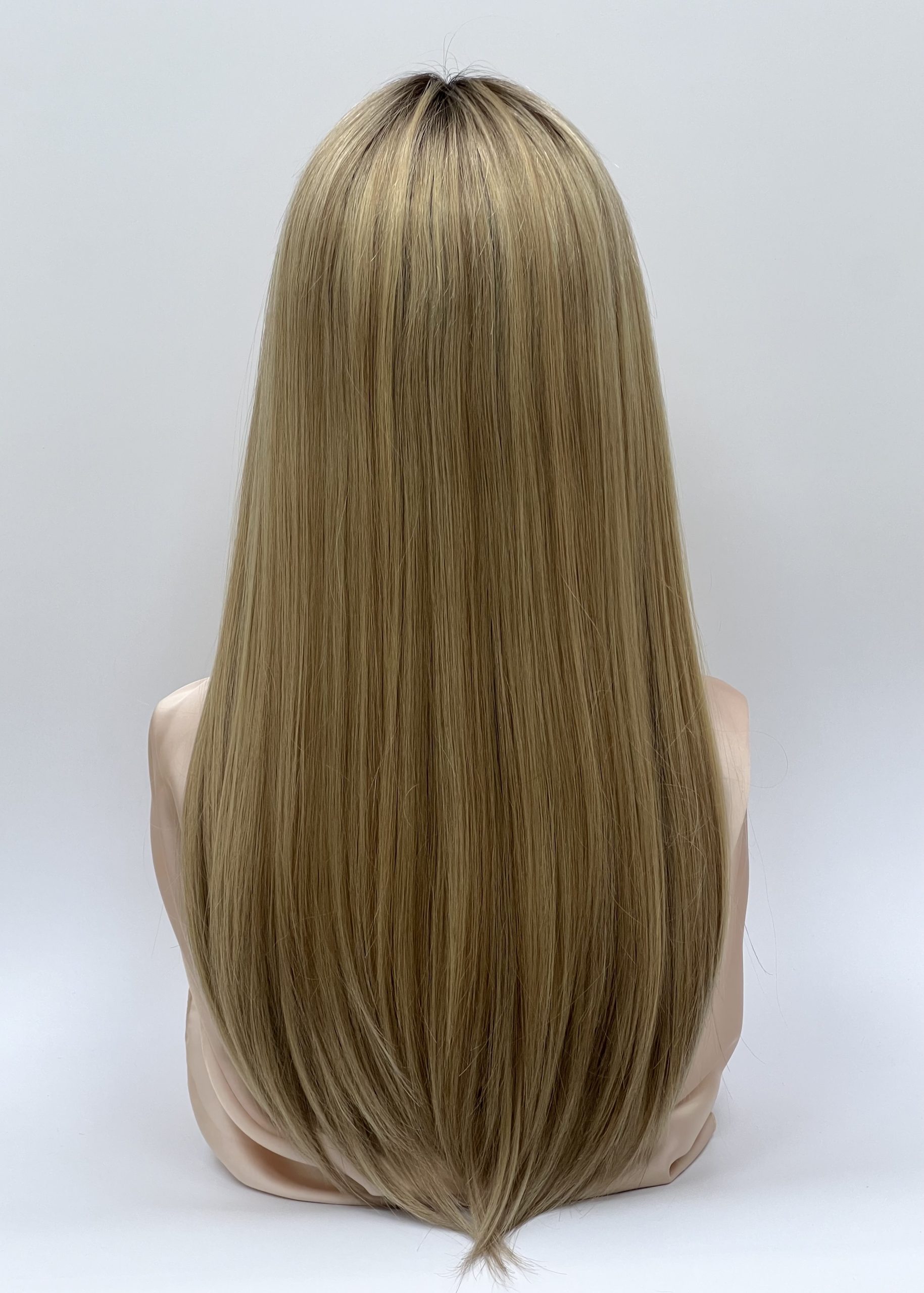 Natūralių plaukų perukas Smėlinė blondinė su HD tinkleliu - Image 3